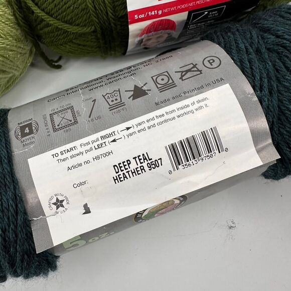 Red Heart Soft Caron Simply Soft Heather Yarn Mixed Lot Deep Teal Tangerine Leaf - Picture 6 of 15